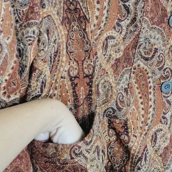 Vintage BOHO Haggar Tapestry blazer Paisley Button up Jacquard Blazer Jacket - Picture 9 of 16